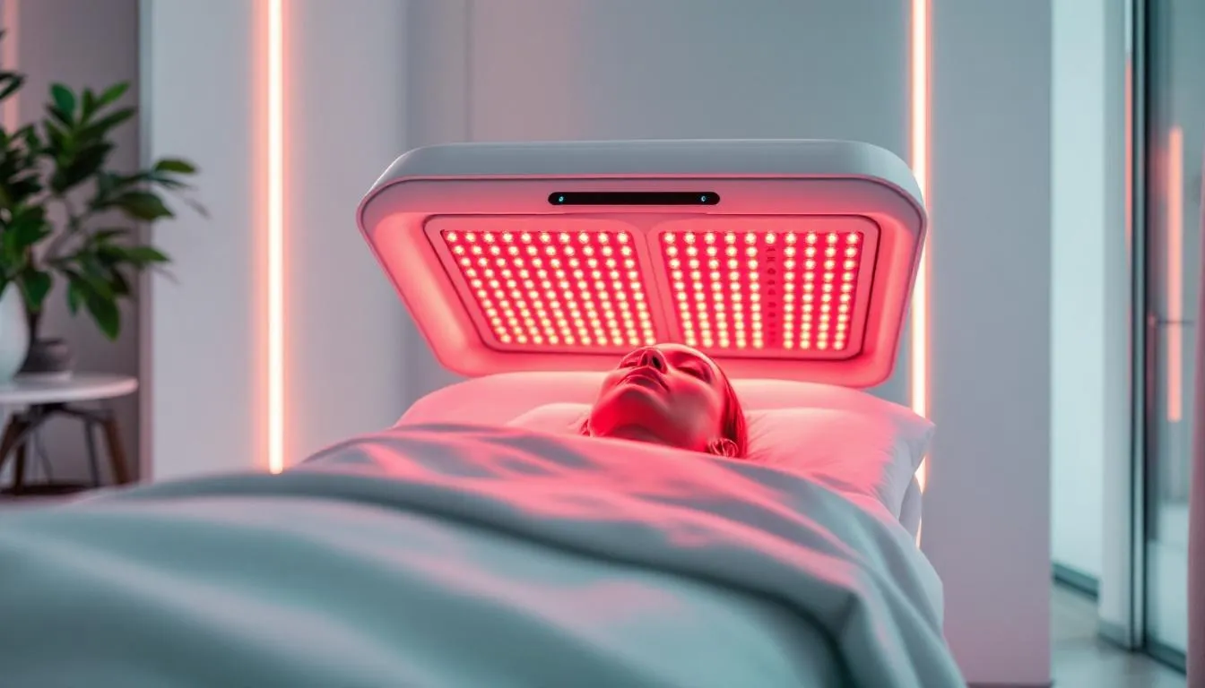 Red light therapy bed in a modern wellness spa